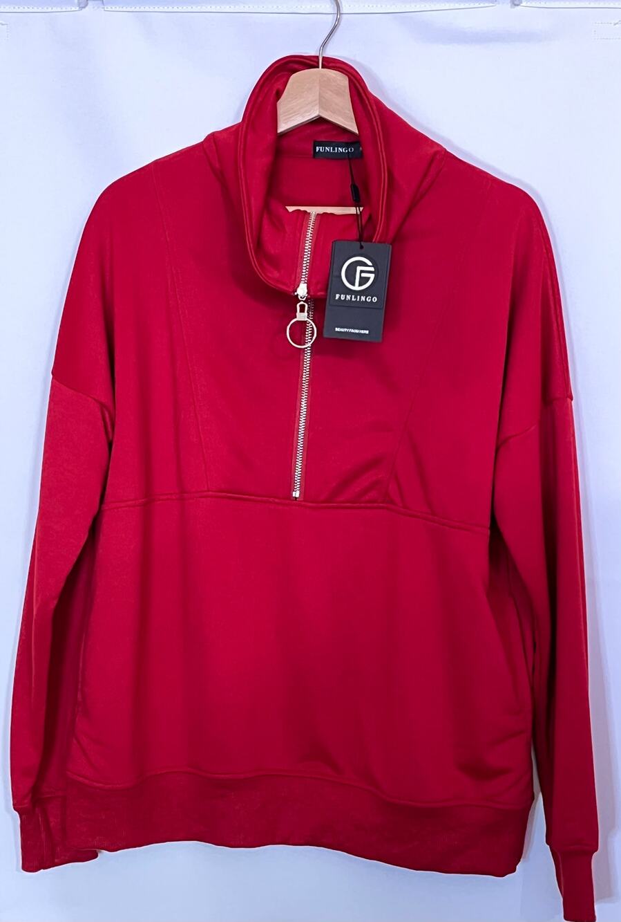 Funlingo Women's Pullover 1/4 zipper NWT size Medium